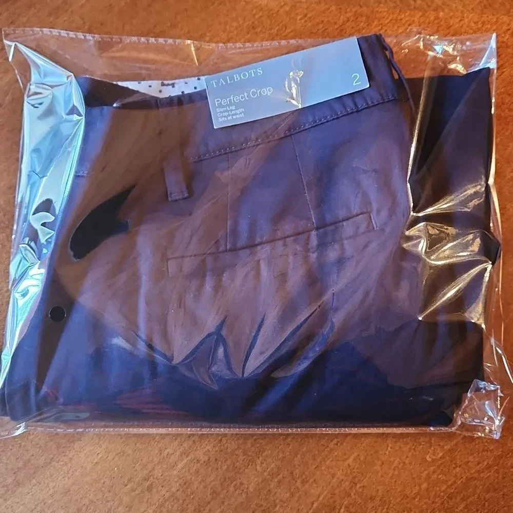 Talbots Perfect Crop Slim Leg Mid Rise Casual Cotton Pants, Size 2, Dark Blue